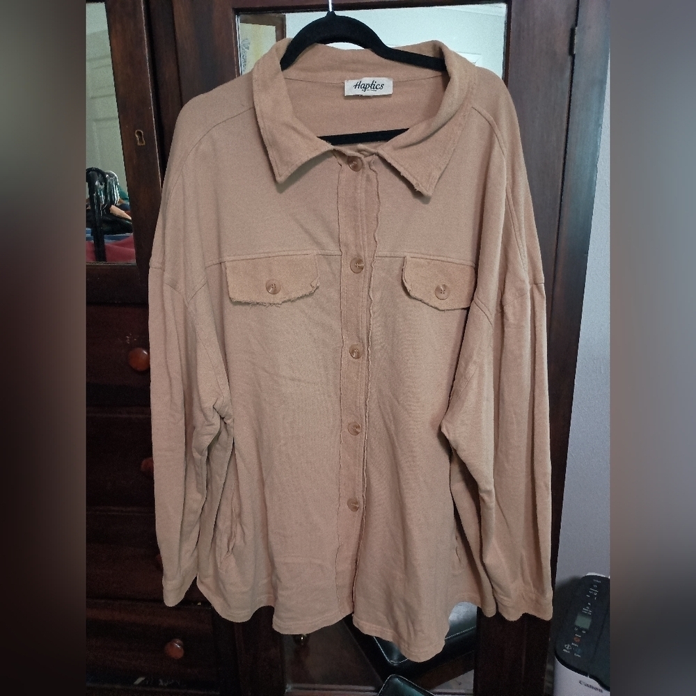 Haptics Beige Button-Up Shirt_2X